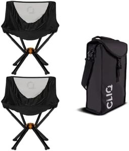 CLIQ ClassiQ Camping Chairs 2-Pack with Free Carry Bag- Lightweight Portable Lawn Chair, Compact Folding Chairs for Outside Adventure, Supports 350 lbs, Aircraft-Grade Aluminum (Black)