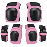 wapstibck Youth/Kids Protective Gear Set, Knee Pads Elbow Pads Wrist Guards with Adjustable Strap for Girls Boys Toddler Children Skateboard Scooter Cycling Bike Outdoors Sports(Pink-S)