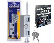 Sliding Patio Door Lock : Glass Door Lock Bolt : Sliding Door Locks with Keyed Bolt : Silver Finish : Lock for Sliding Glass Door Security : Security Sliding Door Lock with Key