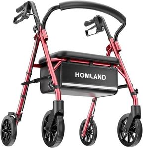 Walkers for Seniors with Seat, Lightweight 16 Pounds Folding Rolling Walker with 6-Inch Puncture-Resistant Wheel, 5-Level Height Adjustable, 300 lb Weight Capacity