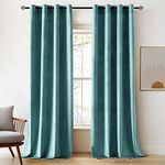 Woaboy Super Soft Velvet Curtains 90 Drop for Living Room Luxury Eyelet Drapes Blackout for Bedroom Window Treatment Thermal Insulated Soundproof & Room Darkening W 46 x L 90 Teal 2 Panels