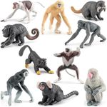 ONEST 10 Pieces Mini Monkey Figurines Playset Hand Painted Tiny Monkeys Realistic Detailed Plastic Monkey Figures Toys Small Monkey Figurines for Kids Adults