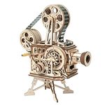 ROKR Vitascope Wooden Puzzle, Mechanical Model Building Kits, Engineering Model Construction Kit, Hand-Generator Classic Movie Projector, Christmas Birthday Gifts For Teens and Adults