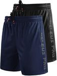 NELEUS Men's Lightweight Workout Athletic Shorts with Pockets, 6056# 2 Pack:black,navy Blue, Medium