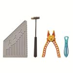 4Pcs Building Block Tool Set, Measuring Ruler, Auxiliary Tool Hammer, Auxiliary Pliers, Brick Separator, Compatible with Major Brands and Most Building Block Toys (Orange)