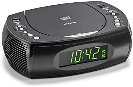 Karcher UR 1308 Radio Alarm Clock with CD Player and FM Radio (20 Station Memory) - Alarm Clock with Dual Alarm, USB Charger & Battery Backup Function, Black, W x D x H: 23.8 x 16 x 7.5 cm