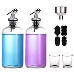 Tbkoly 16Oz Glass Mouthwash Dispenser with Pour Spout Funnel and Labels Reusable Mouthwash Bottles Container