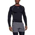 Under Armour UA HeatGear Long Sleeve, Long-Sleeve Functional Shirt, Breathable Long-Sleeve Shirt for Men Men, Black (Black/Steel (001)), L