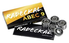 Radeckal Black ABEC 9 Skateboard Bearings, Skateboards, Longboards, Cruisers, Inline Skates, Rollerblades, Roller Skates, Pre-Lubricated, High Precision Rating, Long Lasting (1 Set of 8)