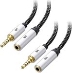 Cable Matters 2-Pack Headset Extension Cable 6 ft (3.5mm Extension Cable/TRRS Extension Cable, Gaming Headset Extension Cable) with Mic Support in Black - 6 Feet