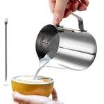 Dailyart Milk Jug, 350ml/12 fl.oz 304 Stainless Steel Milk Cup Milk Frothing Pitcher Milk Pitcher with Latte Decorating Art Penfor Making Latte Coffee art, Cappuccino