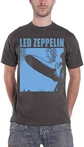 Led Zeppelin T Shirt Zepp 1 Album Blue Cover Band Logo Official Mens Charcoal XL