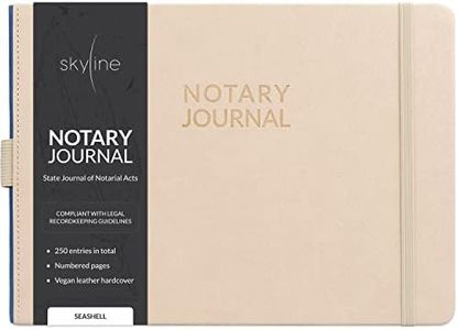 Skyline Notary Journal – Official Notary Public Record Book with Numbered Pages – Log Book for Notarial Acts & Records – Notary Supplies – 250 Entries, Hardcover, 10x7″ (Seashell)