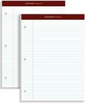 TOPS Docket Gold Writing Pads, 8-1/2" x 11-3/4", Narrow Rule, 3-Hole Punched, White Paper, 100 Sheets, 2 Pack (99706)