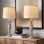 PORTRES 24.5" Classic Table Lamp Set of 2 for Bedroom Desk Lamps for Living Room Kids Room Study Room Office Rustic Table Lamps for End Table Resin