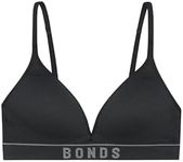 Bonds Women's Retro Rib Wirefree Tee Bra, Black (1 Pack), 10