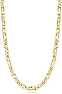 Jewlpire Gold Chain for Men&Women/ Boys&Girl, 5.5mm Gold Chain Men's Figaro Chain Necklaces, 14k Gold Plated Mens Chain, 20 inch