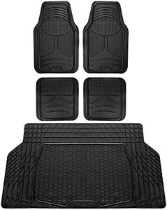 FH Group Monster Eye Full Set Rubber Floor Mats w. Trimmable Vinyl Trunk Liner/Cargo Mat Black- Fit Most Car, Truck, SUV, or Van (Black) F11313- F16403