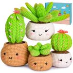 Crochet Kit for Beginners - Beginner Crochet Starter Kit with Step-by-Step Video Tutorials, Learn to Crochet Kits for Adults and Kids, CROCHETTA DIY Knitting Supplies, 4 PACK Plants Family(40%+ Yarn)