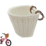 SAHENITEANA Kids Bike Basket Durable Removable with Bike Accessories for Boys Girls Kids Bikes, Toddlers Micro Tricycle (White)