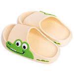 Boys Girls Slide Sandals Cute Soft Summer Slippers Non-slip Shower Bath Pool Beach House Sandals for Toddler and Little Kids, Indoor & Outdoor (White-shark, numeric_10)