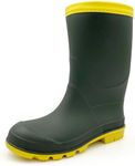 Amoji Boy Rain Boots Girl Rain Boots Kid Rubber Boots Garden Boots Child Wellies Easy On Rainboots Children Waterproof ArmyGreen Size 4.5-5 Big Kid
