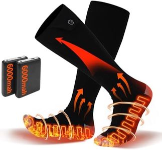Electric Heated Socks for Men Women with 5V 6000mah Battery Foot Warmer with 360° Toe Heating Electric Socks with 4 Levels Heat Settings Suitable For Outdoor Skiing, Winter Camping, Hiking (Black)