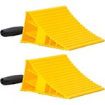 Homeon Wheels RV Camper Large Wheel Chocks Extra Wide with Handle and Rope for Travel Trailers, Cars, Tire Chocks Blocks 2 Packs Hard Plastic Heavy Duty(Yellow)