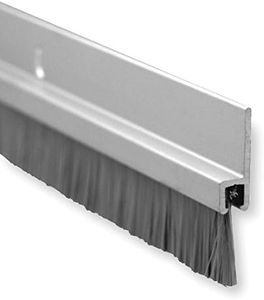 Pemko Brush Door Bottom Sweep, Clear Anodized Aluminum with 0.625" Gray Nylon Brush insert, 0.25" Width, 1.375" H x 48" L - 18061CNB48