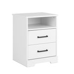 Prepac Rustic Ridge Farmhouse Nightstand Bedside Table, White Nightstand for Bedroom, End Table with 2 Drawers and Open Shelf 16.25" D x 18.75" W x 24.5" H, WDNR-1602-1