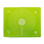 ZELKEY Silicon Fondant Rolling Mat or Silicone Baking Sheet Large with Measurements Stretchable for Kitchen Roti Chapati Cake Pad Cooking Dough Atta Kneading Big Size (Green)