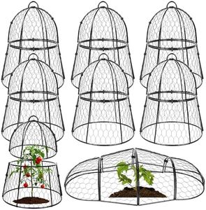Decoroca 8 PCS Garden Cloches for Plants - Chicken Wire Plant Protectors from Animals, Outdoor Plant Cages to Keep Squirrels, Rabbits & Birds Out of Vegetable - DIY in 5 Forms - Sturdy Anti-Rust Dome