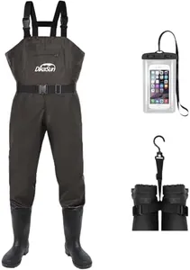 DikaSun Fishing Waders for Men & Women, Waterproof 2-Ply Nylon/PVC Chest Wader with Boots for Fly Fishing Sizes 4-14 Bootfoot Waders Lightweight