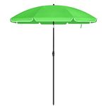 SONGMICS Parasol 160 cm, Sun Protection, UPF 50+, Beach Umbrella, 30° Bendable, Height Adjustable, with Carry Bag, for Balcony, Garden, Patio, Beach, without Stand, Green GPU60GN