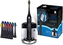 Pursonic S450 Deluxe Plus Sonic Rechargeable Toothbrush with built in UV sanitizer and bonus 12 brush heads included, Black, 1.25 Pound