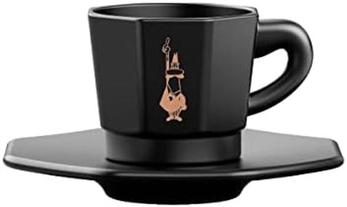 Bialetti Tazzine Ottagonali Cups, Porcelain, Matt Black and Rose Gold, 4