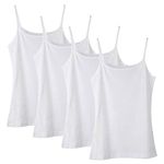 Anntry 2-8 Years Little Girls Solid Colors Soft Camisole Undershirts 4 Pack Kids Comfort Breathable Tank Tops (4White, 7-8 Years)