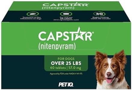 Capstar(nitenpyram) for Dogs Fast-Acting Oral Flea Treatment for Dogs Over 25 lbs, Vet-Recommended Medication Tablets Start Killing in 30 Minutes, 60 Doses
