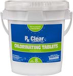 Rx Clear 3" Inch Stabilized Chlorine Tablets | 8 Pounds | Individual Chlorinating Tabs for Sanitizing Swimming Pools & Spas | Long Lasting, Slow Dissolving, and UV Protected