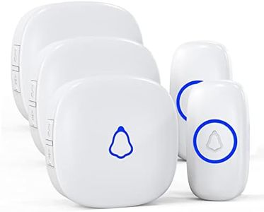 SECRUI Wireless Doorbell with 3 receivers, Waterproof Mini Doorbell 1,000ft Range Loud Enough with 5 Volume Levels Door Chimes & Colorful LED Flashing-White