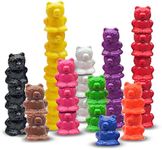 Skoolzy Rainbow Stackable Counting Bears - Stacking & Sorting Bears for Toddlers 50 pcs - Teddy Bear Math Manipulatives for 3-8 Kids & Adults