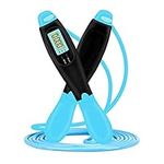 LXMTOU Skipping Rope with Counter 9999 Times for Adult Children Exercise Fitness Jump Rope for Kids Women Adjustable Length (Black&Blue)