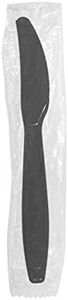 Karat U3531B 7.5" Poly-Wrapped Heavy-Weight Disposable Knife, Black (Pack of 1000)