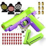 Soft Bullet Toy Gun, Upgrade Fidget Gun Pistol Toys Guns, 12 Shell ejecting Soft Bullet Blaster with 40 Bullets for Boys (Purple green)