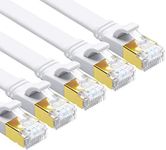 Yauhody CAT 8 Ethernet Cable, 2m 5 Pack High Speed 40Gbps 2000MHz SFTP Flat Internet Network Cable with Gold Plated RJ45 Connector, CAT8 Internet LAN Cord for Gaming, Routers, Modems (2m/5 Pack/White)