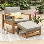 Ganpati Arts Sheesham Wood Euro Single Seater Sofa with Foot Rest for Living Room Wooden Sofa Chair for Home & Outdoor (Natural Finish)