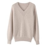 SHABADUER Women's Cashmere and Merino Wool Blend V Neck Sweater Lightweight Knit Sweater…
