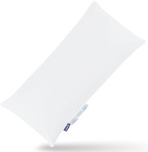 Uniency Almohada de plumón de 40 x 80 cm, 3 cámaras, 100% algodón, relleno de 550 g: exterior 90% plumón y 10% plumas 100 g, interior 100% plumas 450 g, almohada de 40 x 80 plumón premium, color
