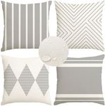 RABUSOFA Outdoor Pillow Covers 20x20 inch Waterproof,Gray and White Boho Set of 4 for Patio Furniture Sunbrella Couch(2G-20) (Grey and White, 20" x 20" (Pack of 4))
