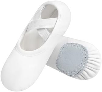 DANSHOW Ballet Shoes for Women Girls Dance Highly Stretch Cotton Shoes Slipper Split Flats Sole(1B-00-24) White